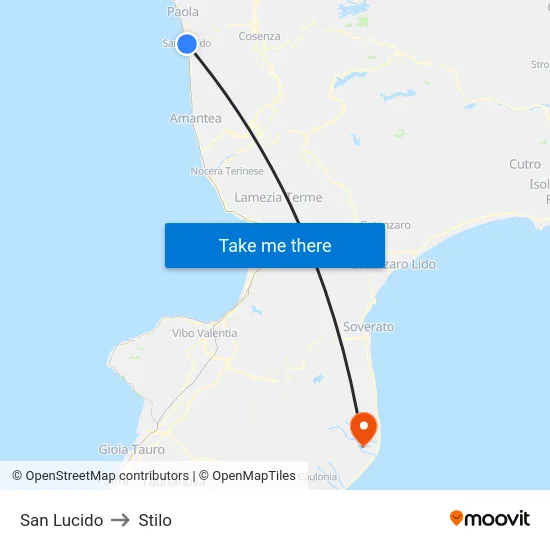 San Lucido to Stilo map