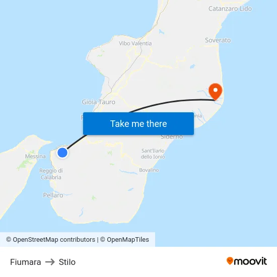 Fiumara to Stilo map