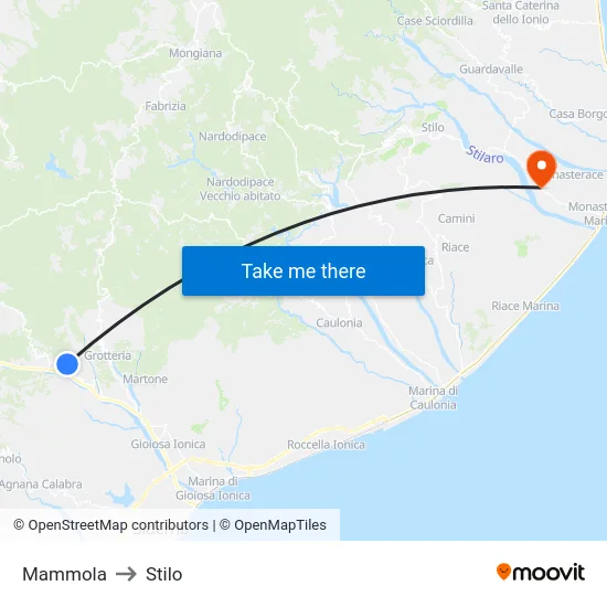 Mammola to Stilo map