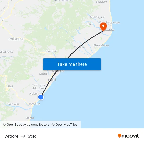 Ardore to Stilo map