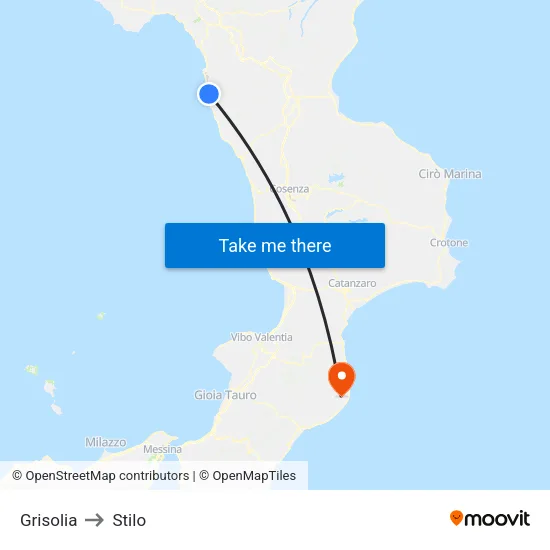 Grisolia to Stilo map