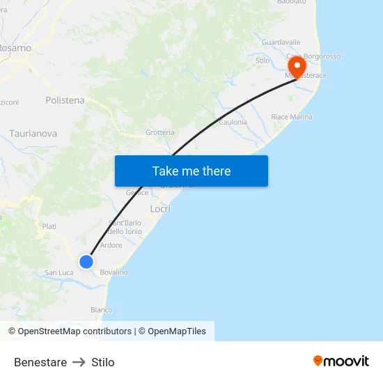 Benestare to Stilo map