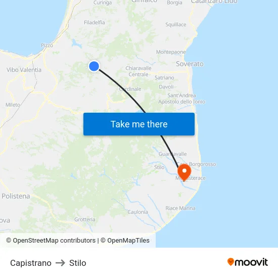 Capistrano to Stilo map