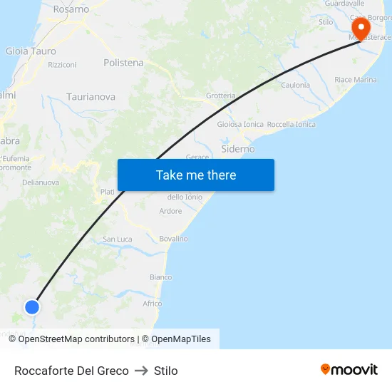 Roccaforte Del Greco to Stilo map