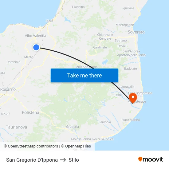 San Gregorio D'Ippona to Stilo map