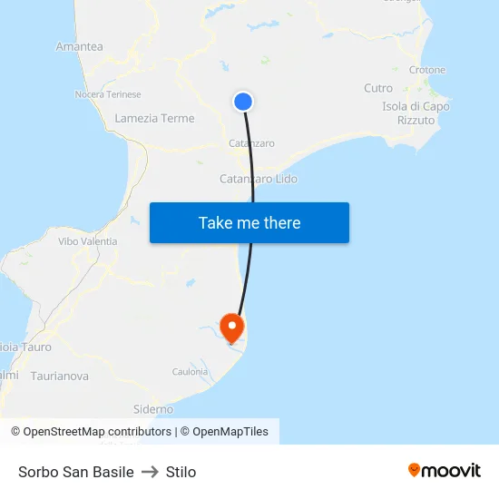 Sorbo San Basile to Stilo map