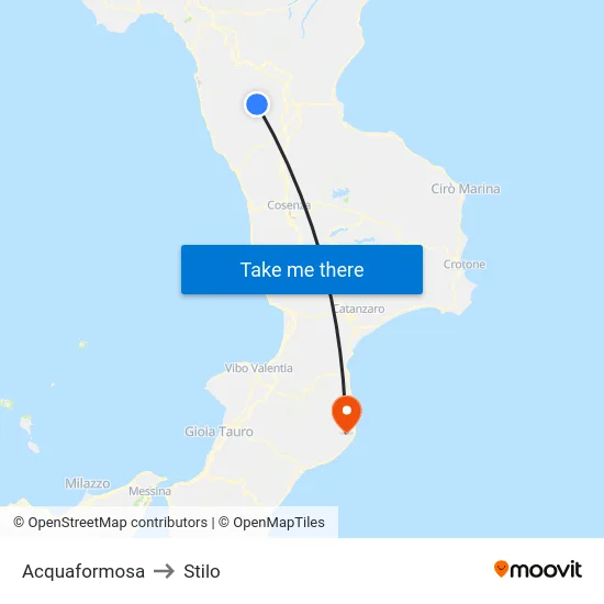 Acquaformosa to Stilo map