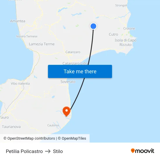 Petilia Policastro to Stilo map