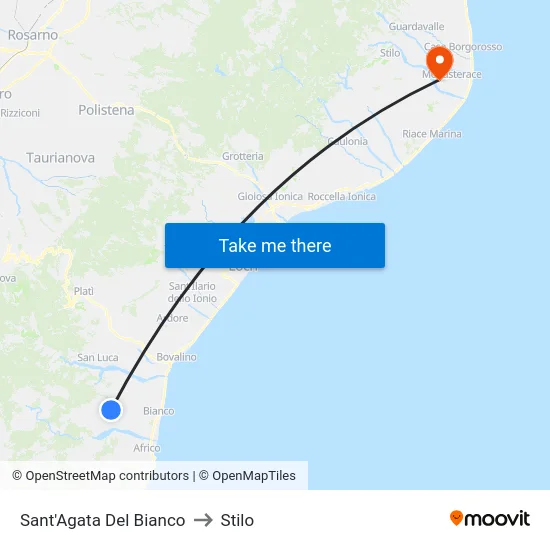 Sant'Agata Del Bianco to Stilo map