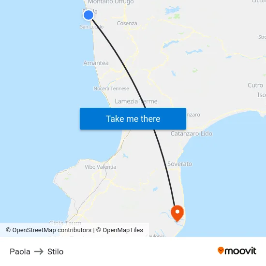 Paola to Stilo map
