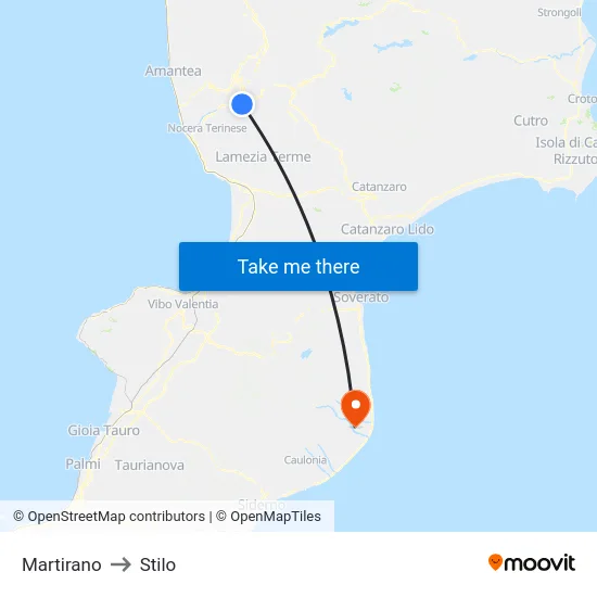 Martirano to Stilo map