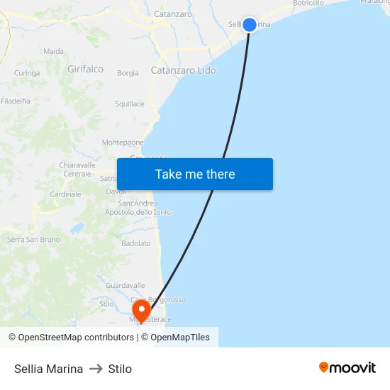 Sellia Marina to Stilo map