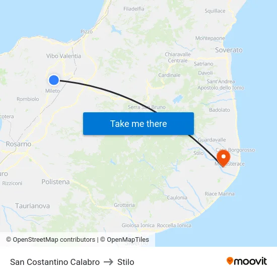 San Costantino Calabro to Stilo map