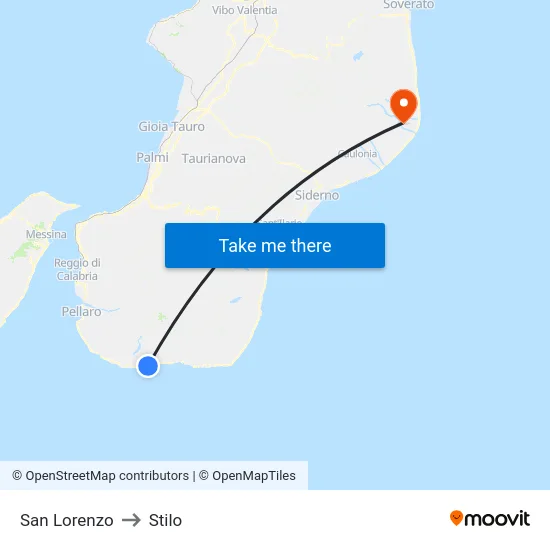 San Lorenzo to Stilo map