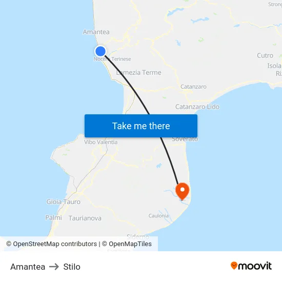 Amantea to Stilo map