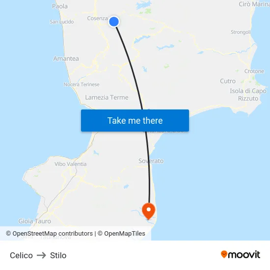Celico to Stilo map