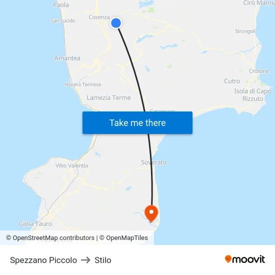 Spezzano Piccolo to Stilo map