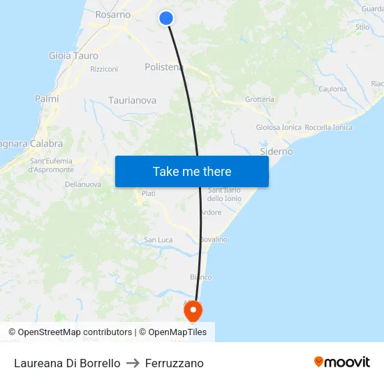 Laureana Di Borrello to Ferruzzano map