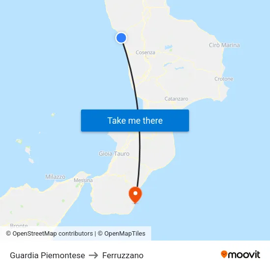 Guardia Piemontese to Ferruzzano map