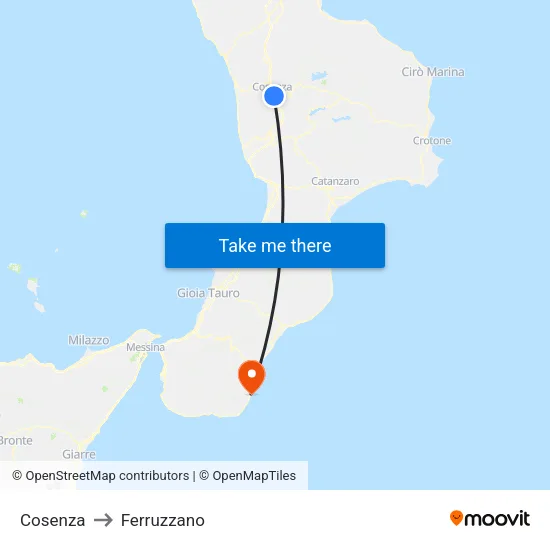 Cosenza to Ferruzzano map