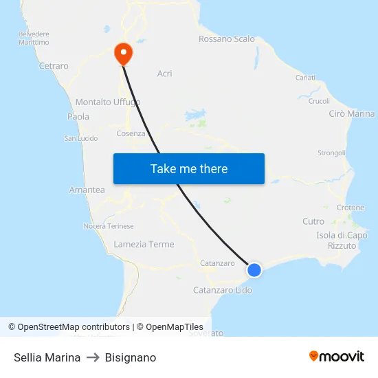 Sellia Marina to Bisignano map