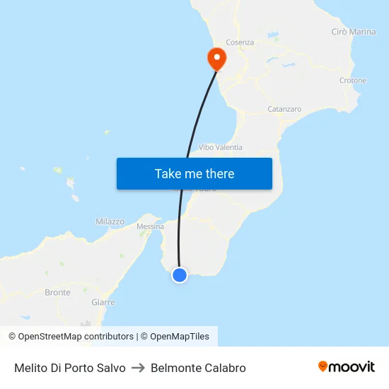 Melito Di Porto Salvo to Belmonte Calabro map
