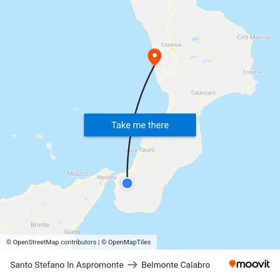Santo Stefano In Aspromonte to Belmonte Calabro map