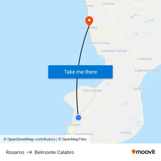 Rosarno to Belmonte Calabro map