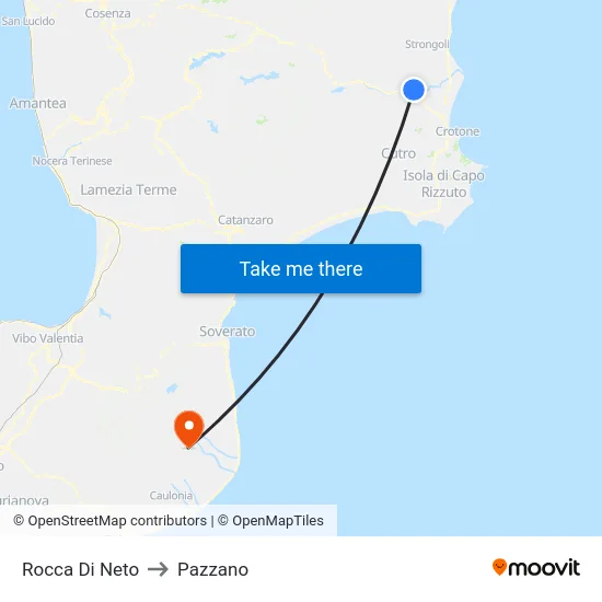 Rocca Di Neto to Pazzano map