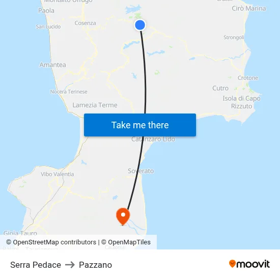 Serra Pedace to Pazzano map