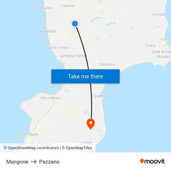 Mangone to Pazzano map