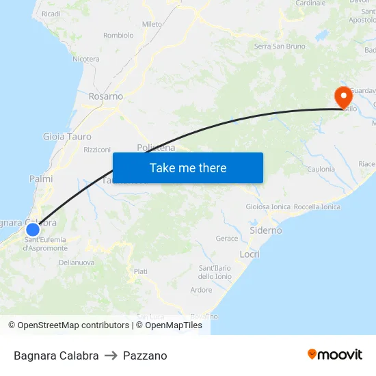 Bagnara Calabra to Pazzano map