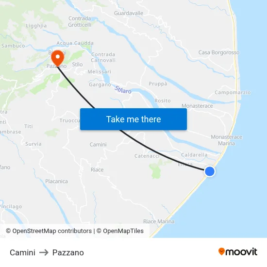 Camini to Pazzano map