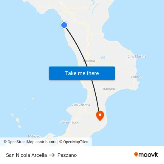 San Nicola Arcella to Pazzano map