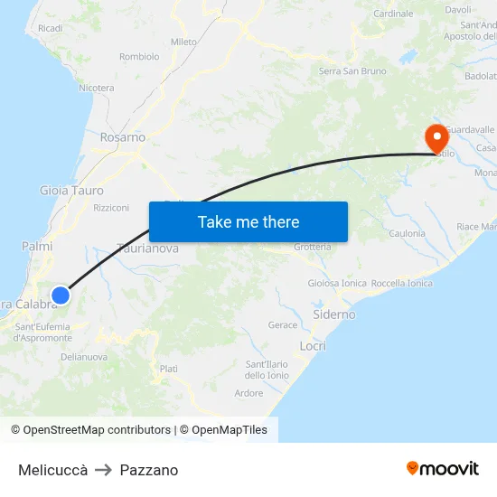Melicuccà to Pazzano map