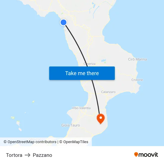 Tortora to Pazzano map