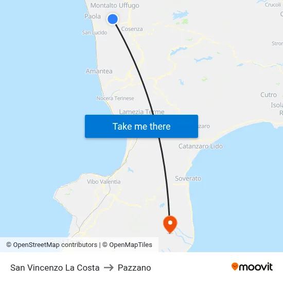 San Vincenzo La Costa to Pazzano map