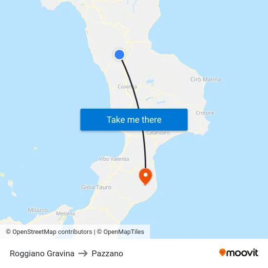 Roggiano Gravina to Pazzano map