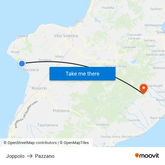 Joppolo to Pazzano map