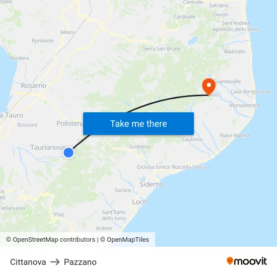Cittanova to Pazzano map