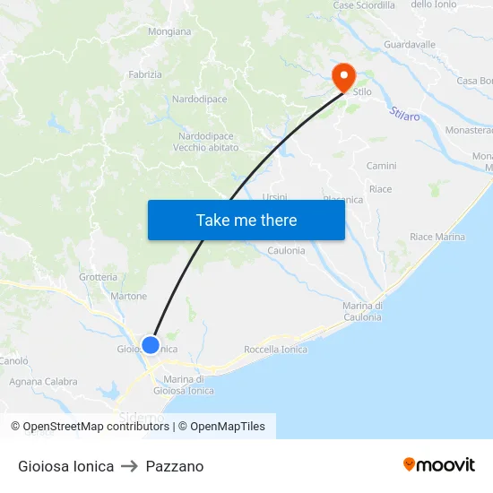 Gioiosa Ionica to Pazzano map