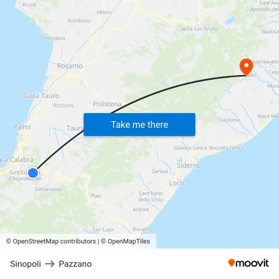 Sinopoli to Pazzano map