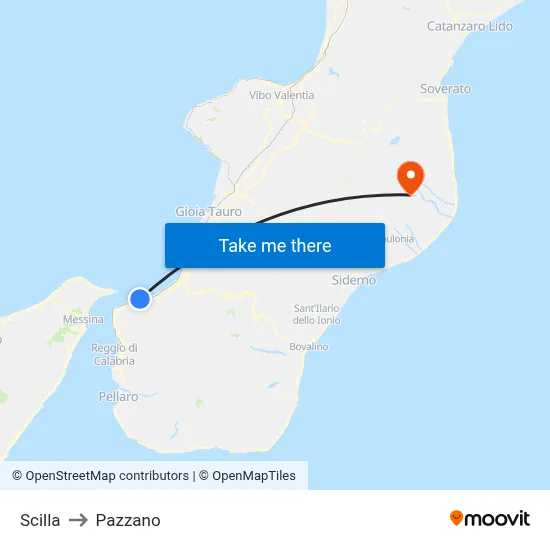 Scilla to Pazzano map