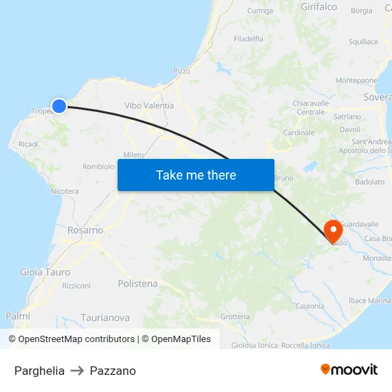 Parghelia to Pazzano map