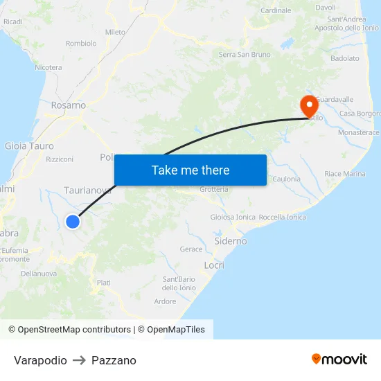 Varapodio to Pazzano map