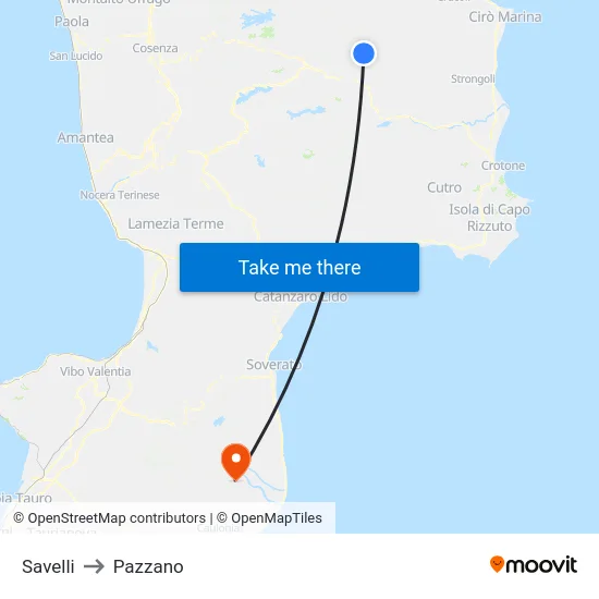 Savelli to Pazzano map