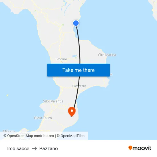 Trebisacce to Pazzano map