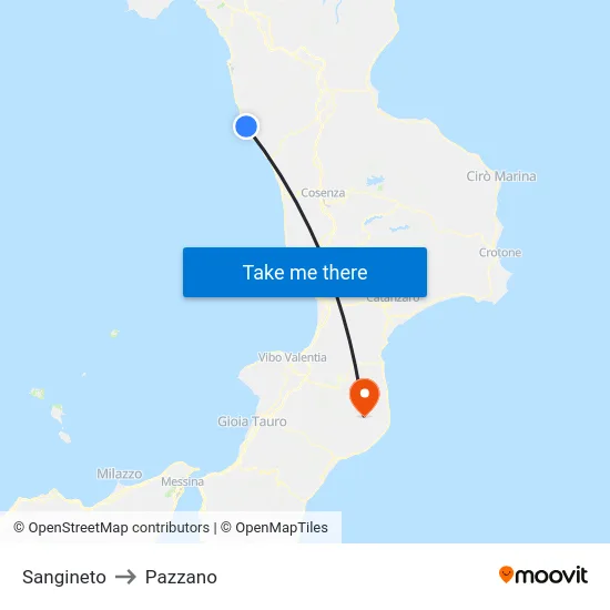 Sangineto to Pazzano map