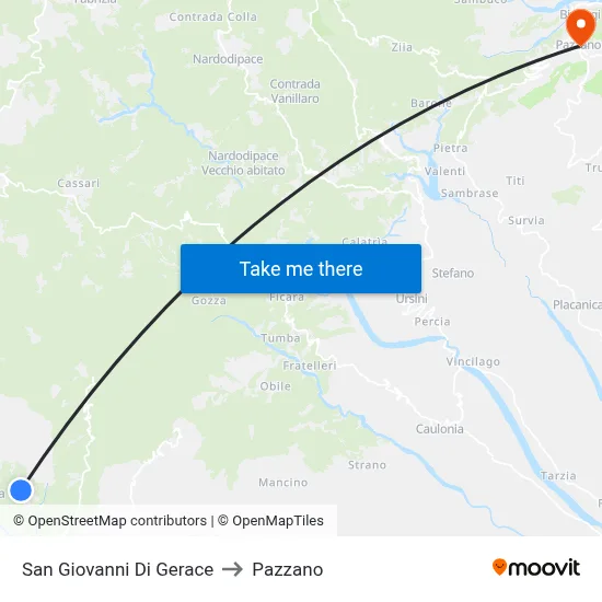 San Giovanni Di Gerace to Pazzano map