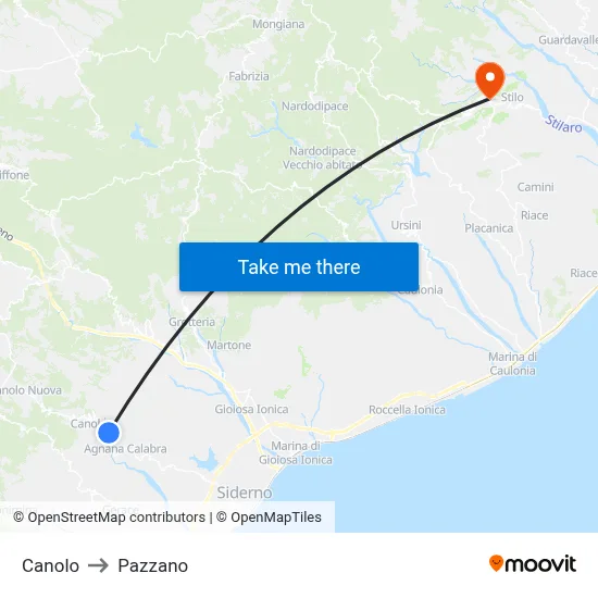 Canolo to Pazzano map